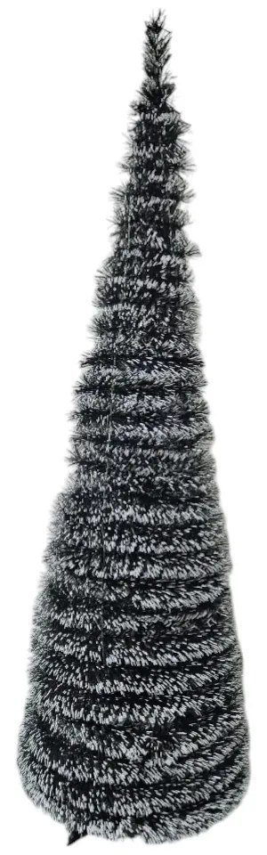 Brad artificial de Craciun pliabil cu varfuri albe NOVOKIDS Pop-up Tree, Cu ace lungi, Coroana bogata, Inaltime 210 cm, Suport inclus, Pom de