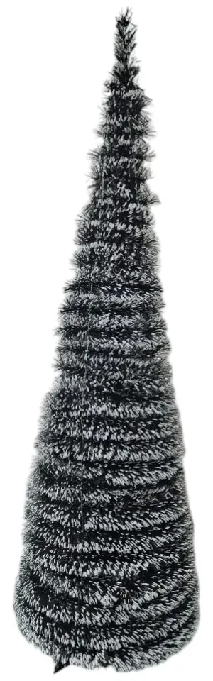 Brad artificial de Craciun pliabil cu varfuri albe NOVOKIDS Pop-up Tree, Cu ace lungi, Coroana bogata, Inaltime 210 cm, Suport inclus, Pom de