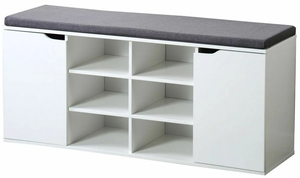 Raft pentru pantofi cu scaun Kesper 15918, alb,103 x 48 x 30,5 cm