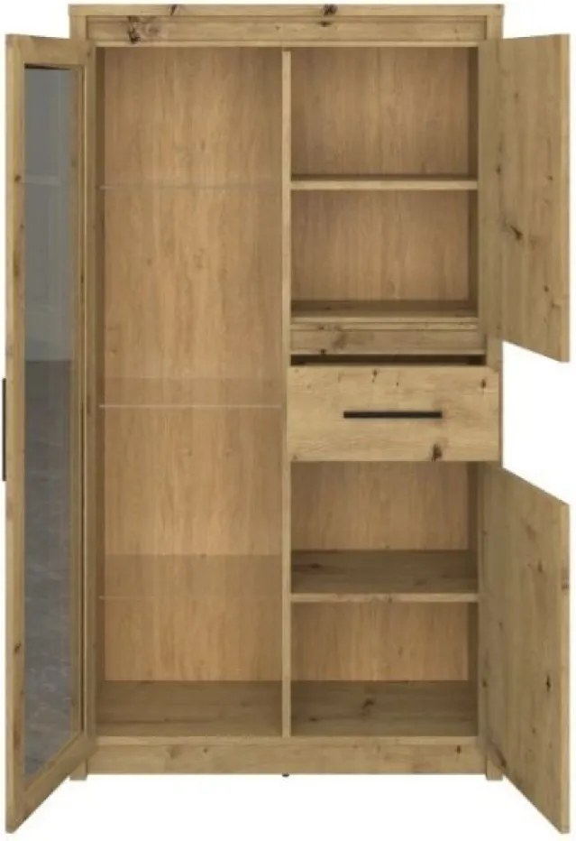 Vitrină joasă 2D1W1S, stejar Artisan, AIRON