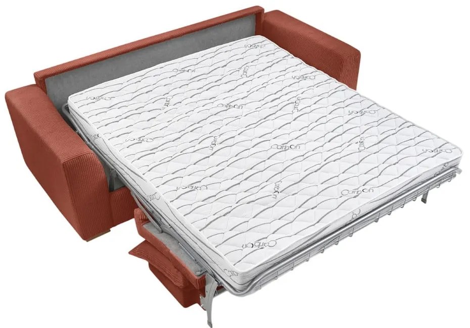 Canapea cărămizie extensibilă cu tapițerie din catifea reiată 225 cm Augustin – Bobochic Paris