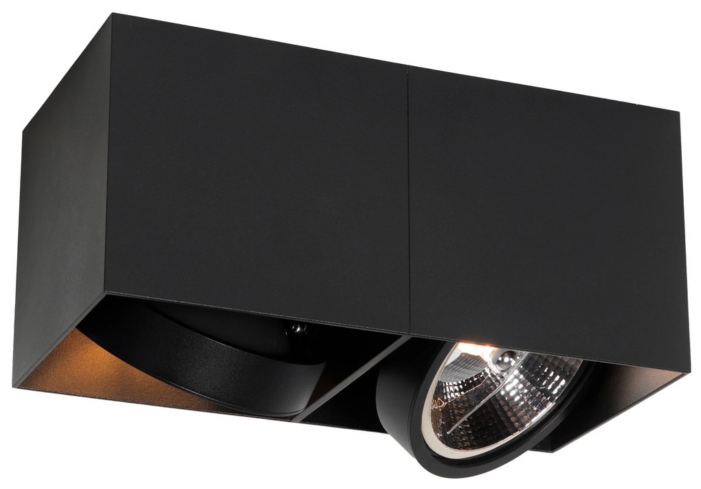 Spotlight de design negru dreptunghiular AR111 2 lumini - Box