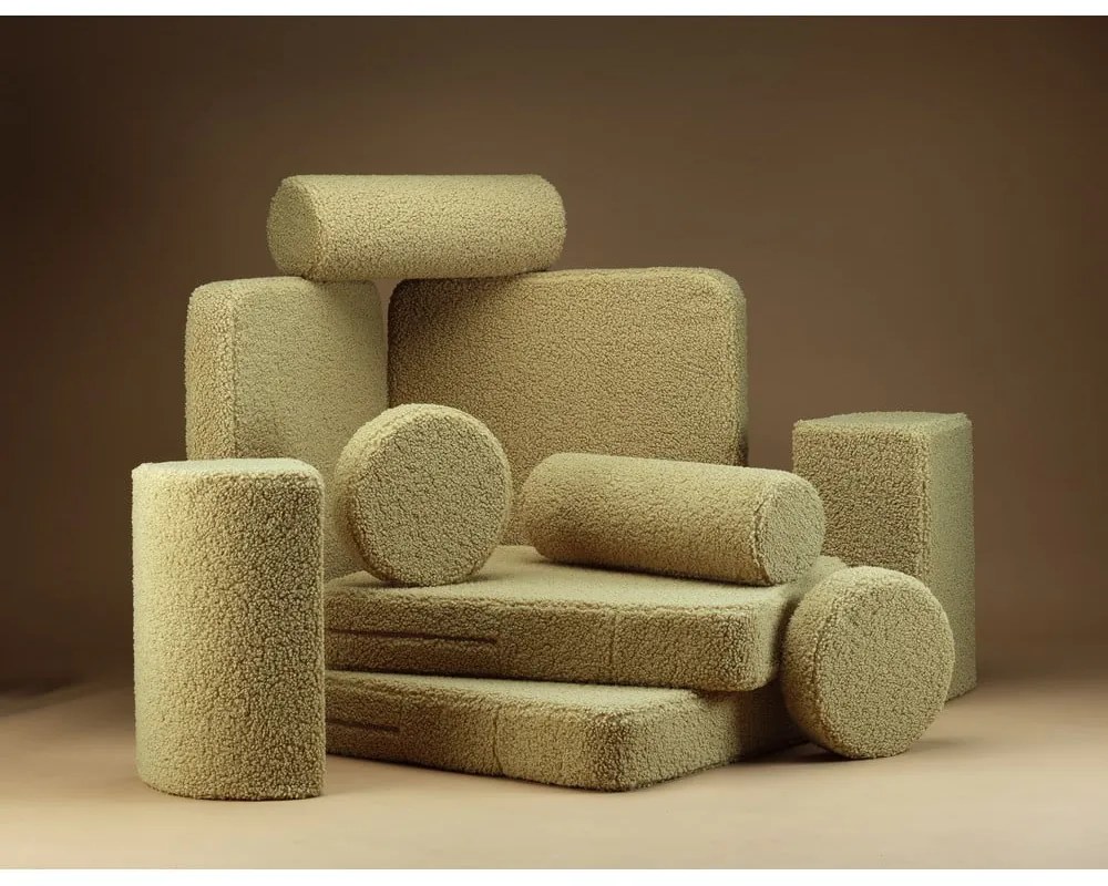 Canapea pentru copii verde cu tapițerie din țesătură bouclé 132 cm Settee – Wigiwama