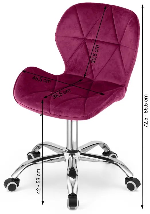 Scaun de birou vișiniu AVOLA VELVET
