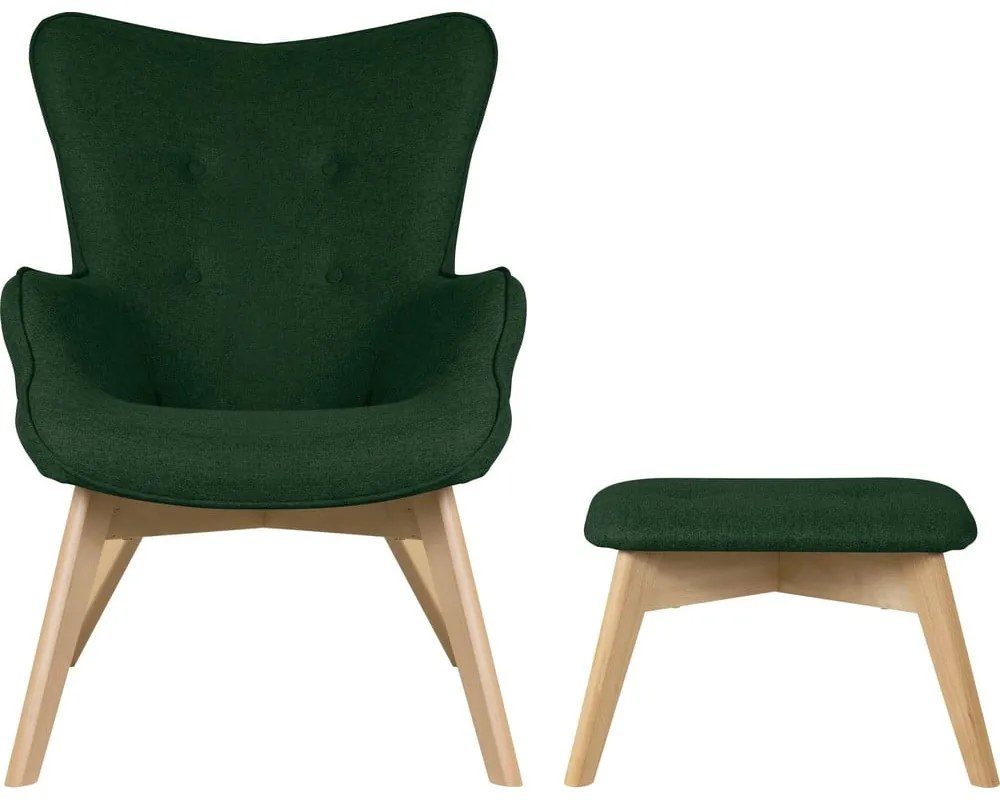 Fotoliu cu taburet verde închis Niko – Ropez