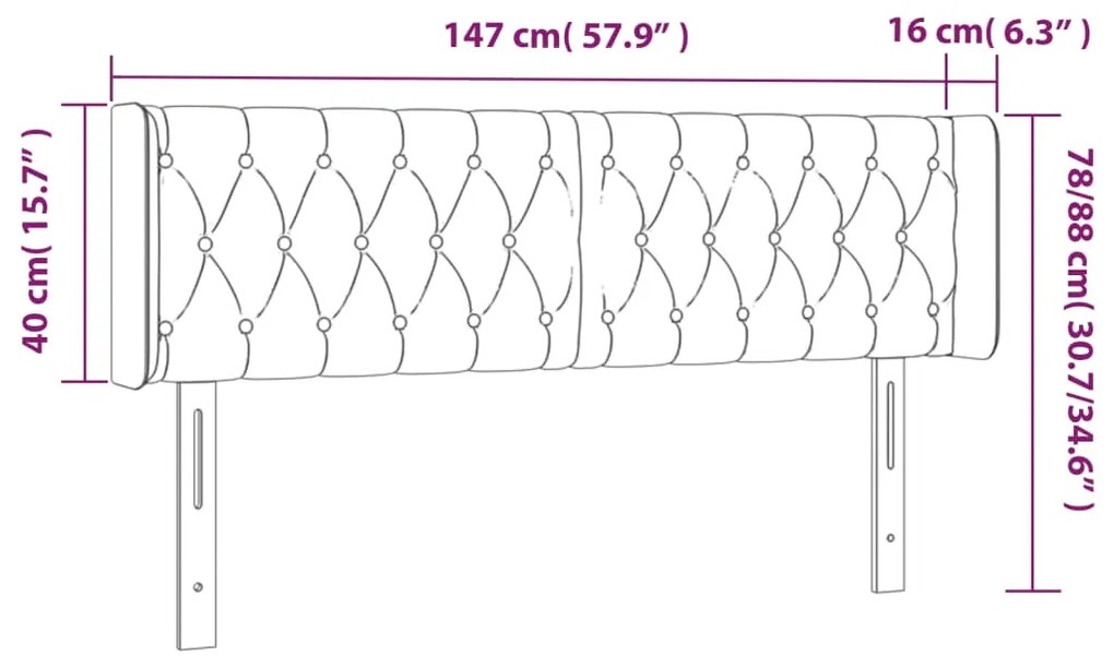 Tablie de pat cu aripioare gri deschis 147x16x78 88 cm catifea 1, Gri deschis, 147 x 16 x 78 88 cm