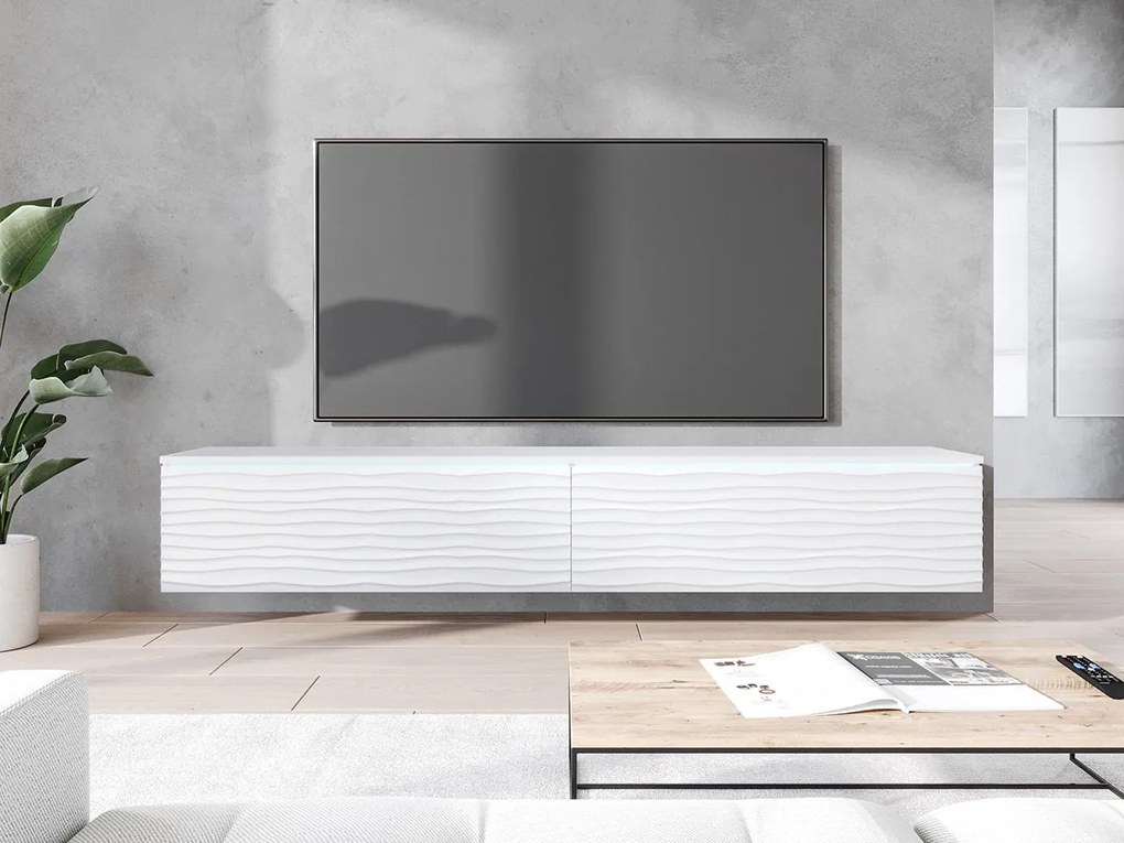 Dulap TV Dlana 180 MDF (Alb + Alb) (cu iluminat LED alb). 1106210