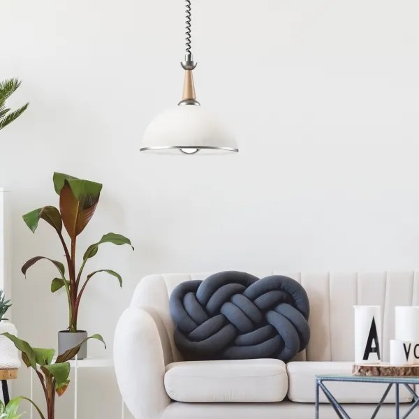 Lustr retractabil CHIARA 1xE27/60W/230V argintiu/stejar