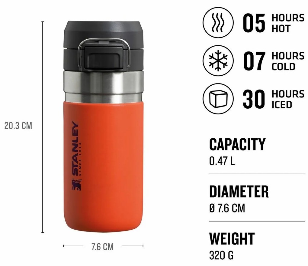 Stanley Quick Flip Vacuum Bottle 470 ml Tigerlily