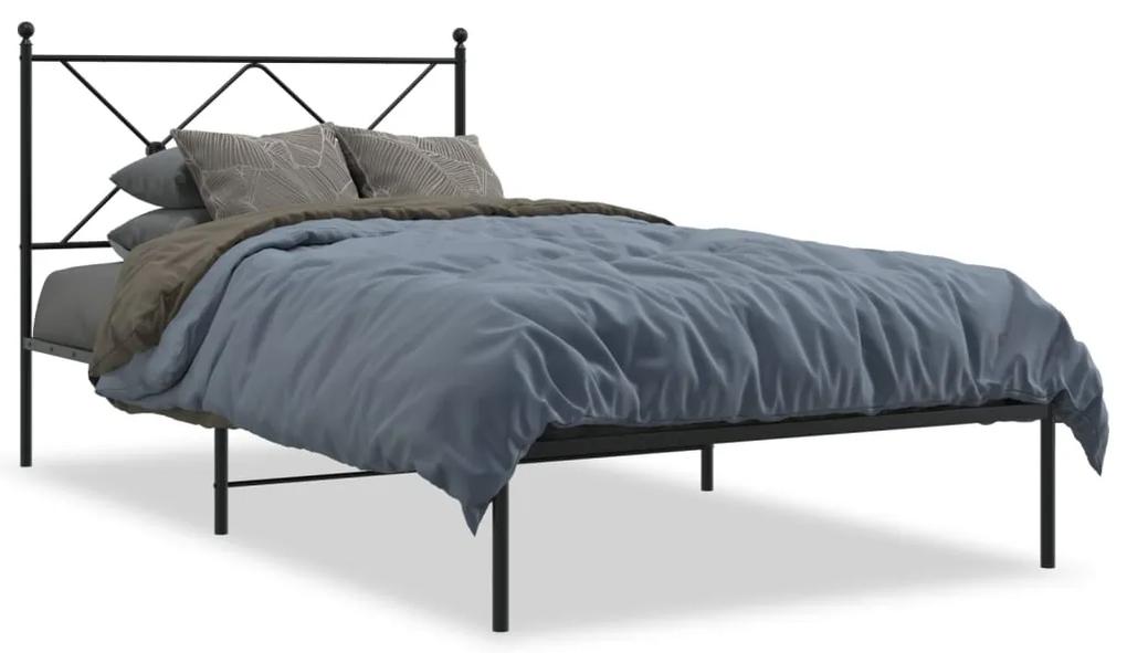 376497 vidaXL Cadru de pat din metal cu tăblie, negru, 100x200 cm
