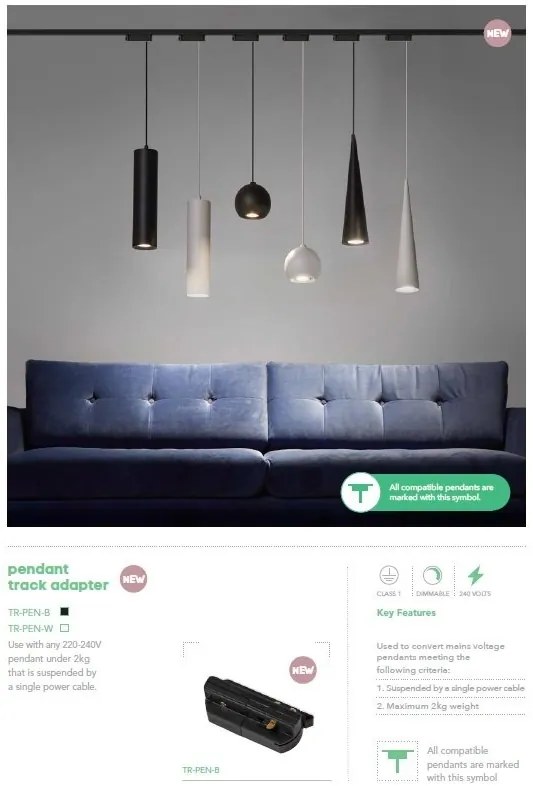 Spot directionabil pentru sina Track Project Collection, Libra negru