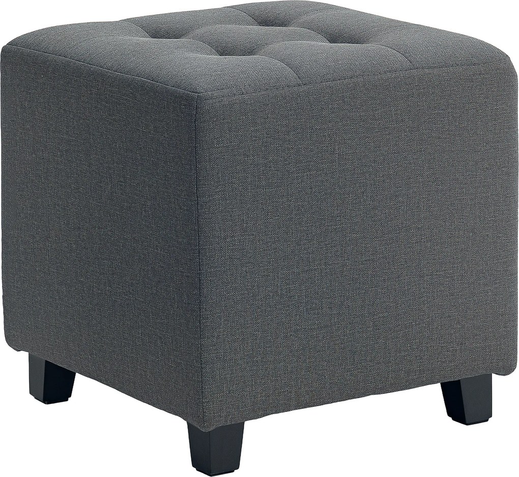 HOMCOM Suport pentru picioare living, ottoman, șezut capitonat în țesătură cu aspect de in cu buzunar lateral, 35 x 35 x 35 cm, gri | Aosom Romania