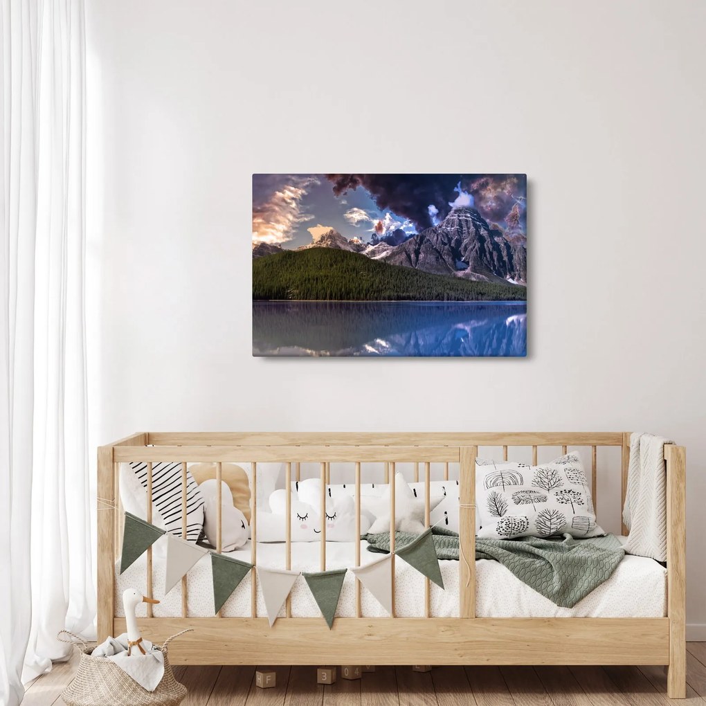 Tablou cu lac și munți (90x60 cm)