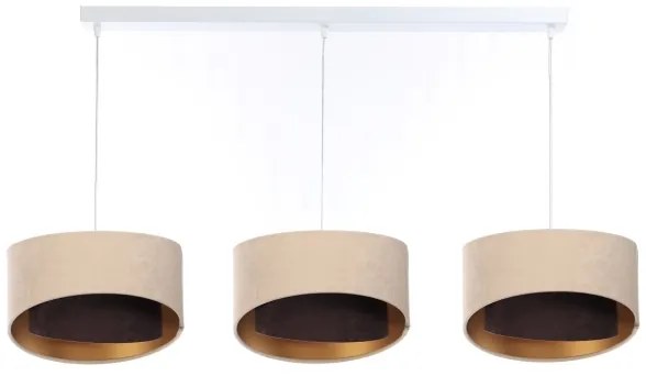 Lustră pe cablu GALAXY 3xE27/60W/230V bej/maro/aurie