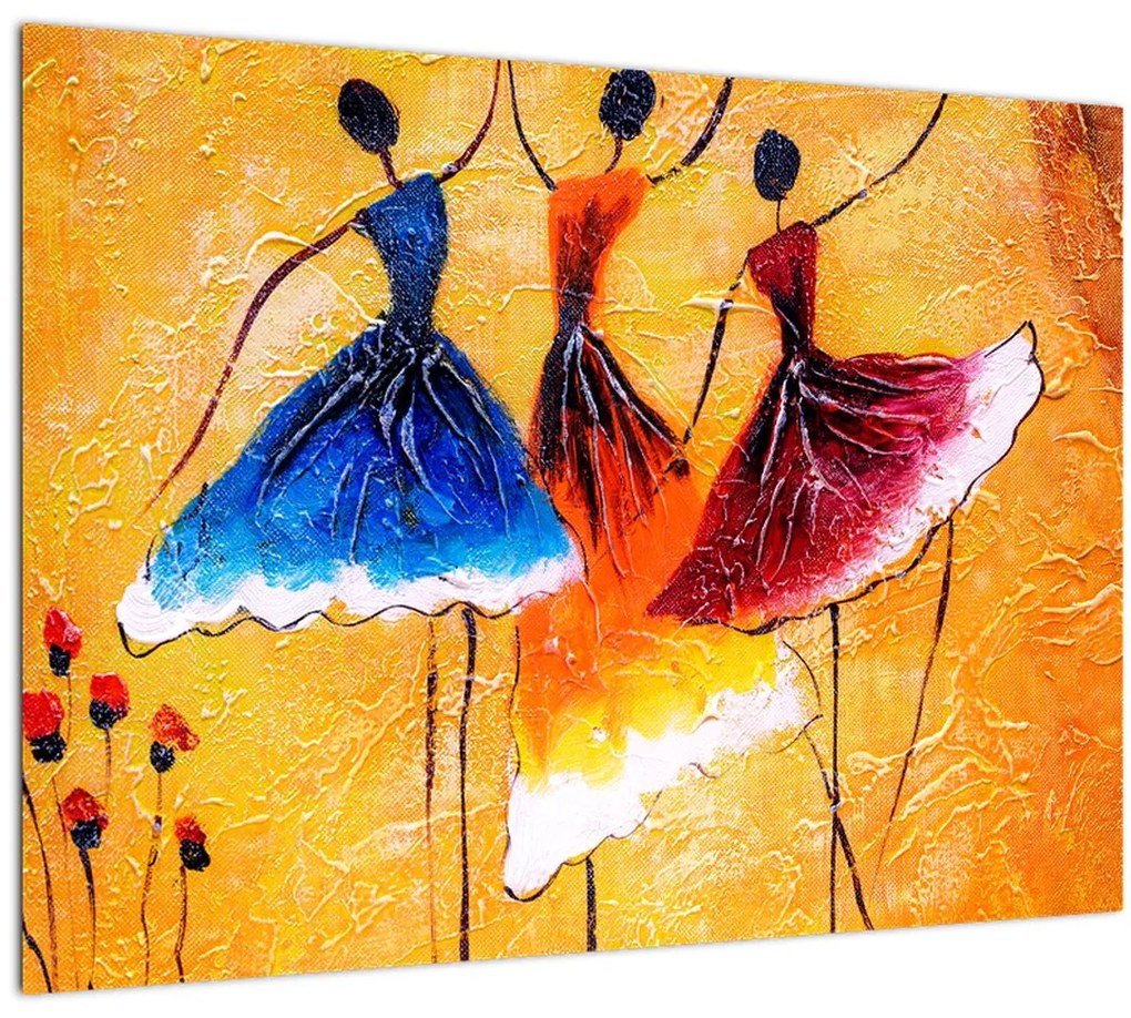 Tablou pe sticlă - Pictură în ulei, balerina (70x50 cm)