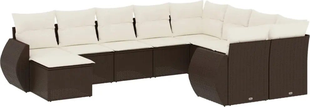 vidaXL Set canapele de grădină cu perne, 10 piese, maro, poliratan