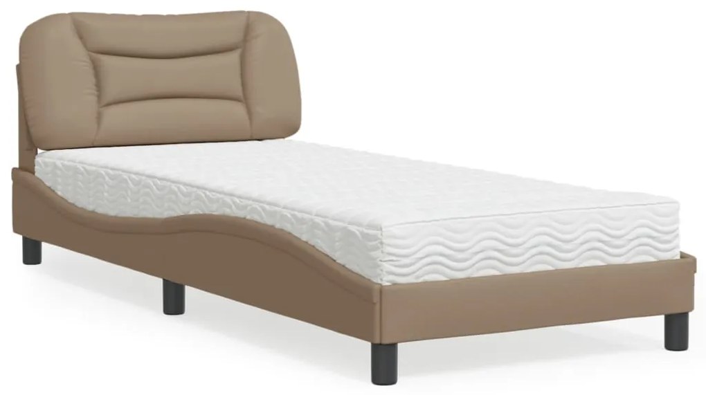 3208686 vidaXL Pat cu saltea, cappuccino, 80x200 cm piele ecologică