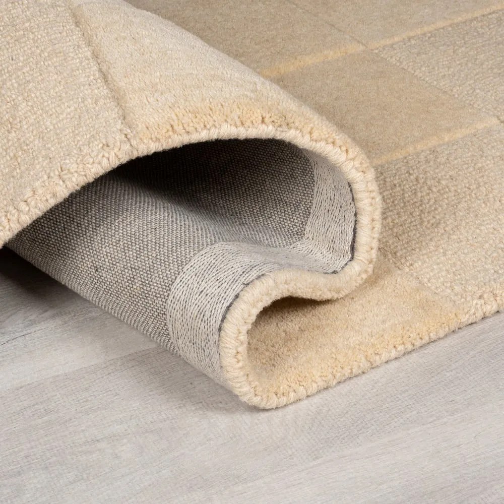 Covor bej țesut manual din lână 240x340 cm Checkerboard – Flair Rugs