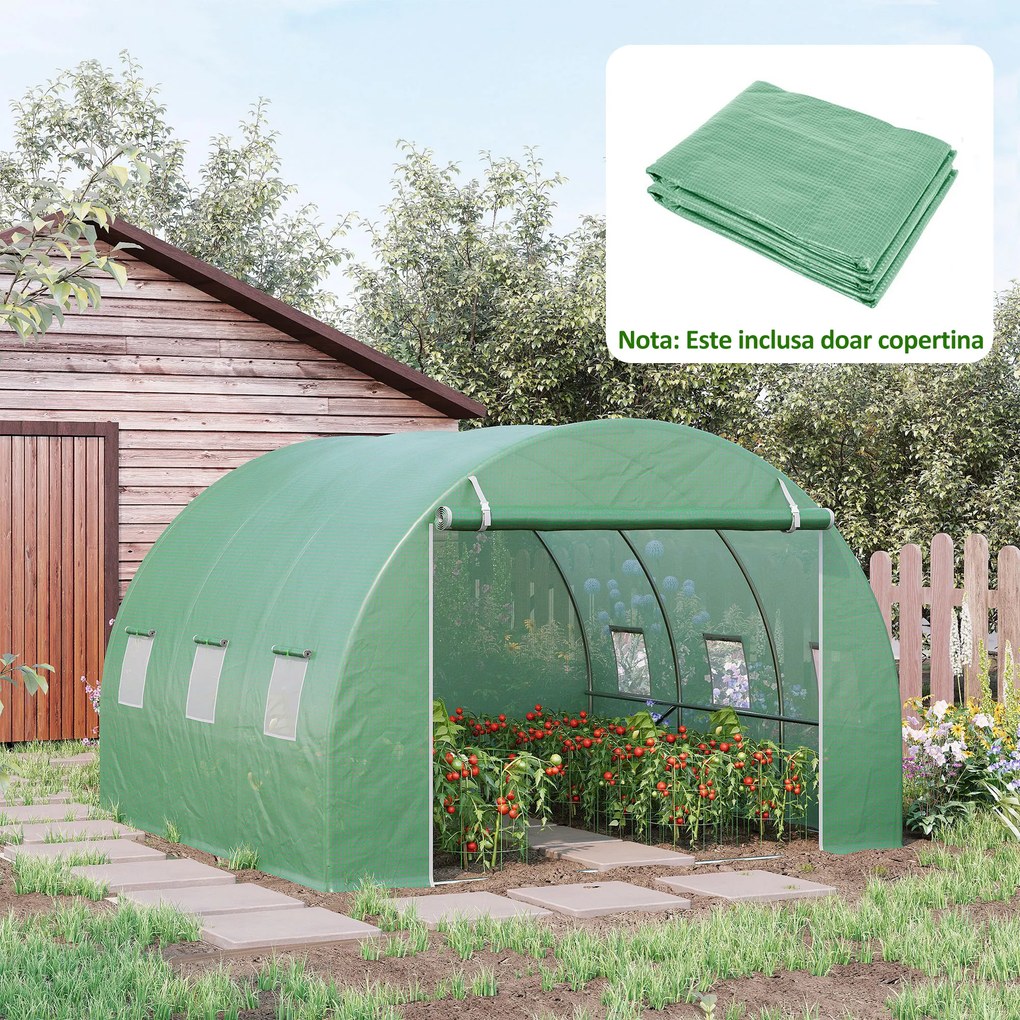 Outsunny Prelata Sera 6×3×2 m – Cu 12 Ferestre, Usa Rulanta si Margini | Aosom Romania