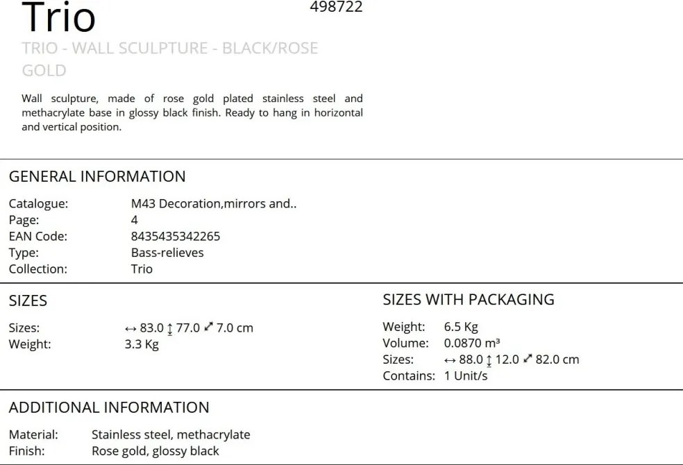 Decoratiune de perete design lux Trio