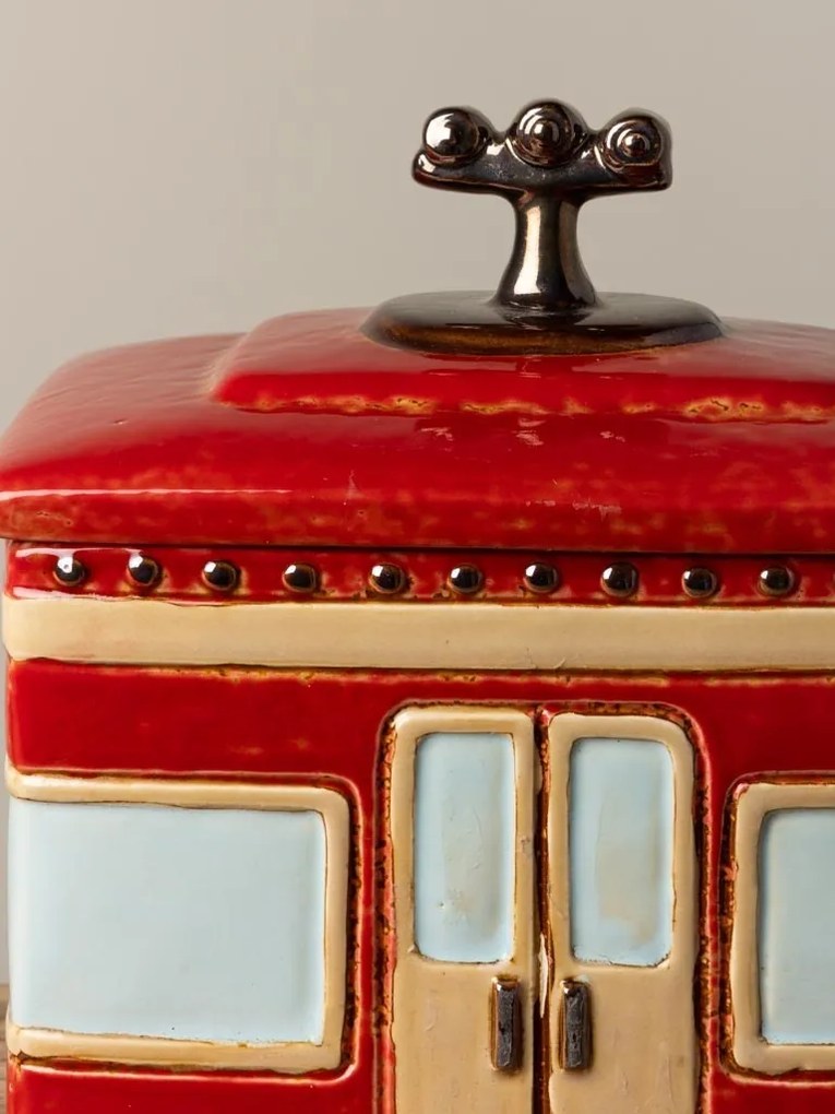 Cutie decorativa, din ceramica, rosie, Box Cable