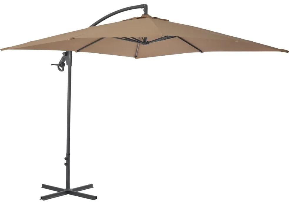 Umbrela suspendata cu stalp din otel, gri taupe, 250 x 250 cm Gri taupe