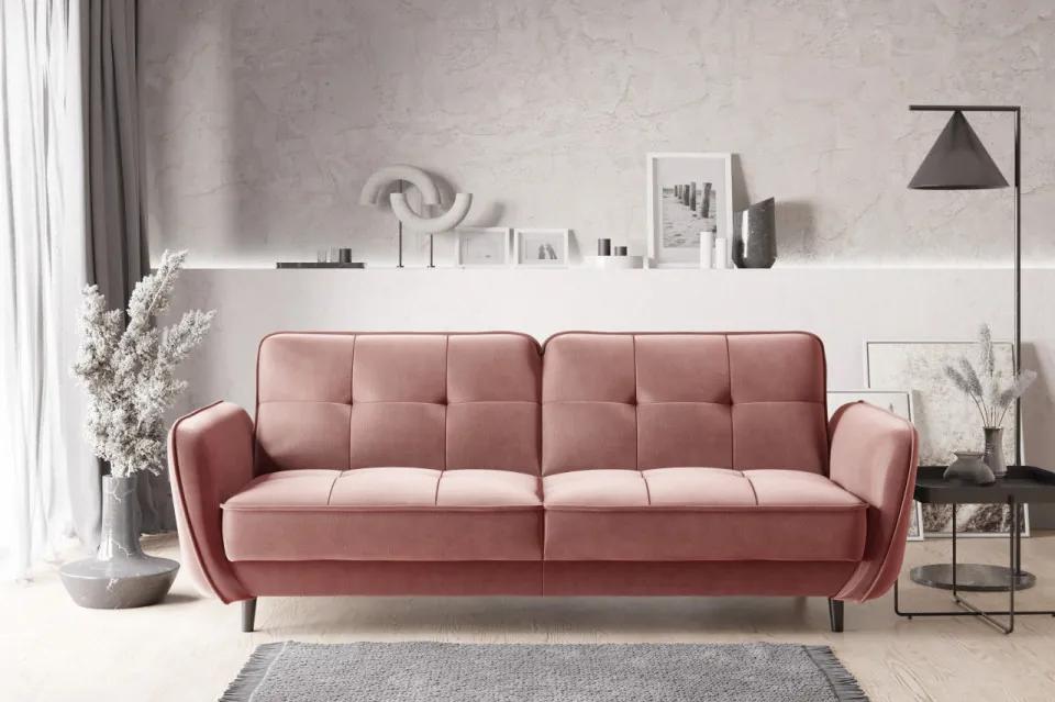 Canapea tapitata, extensibila, cu spatiu pentru depozitare, 220x83x90 cm, Bellis 03, Eltap (Culoare: Roz deschis / Nube 24)