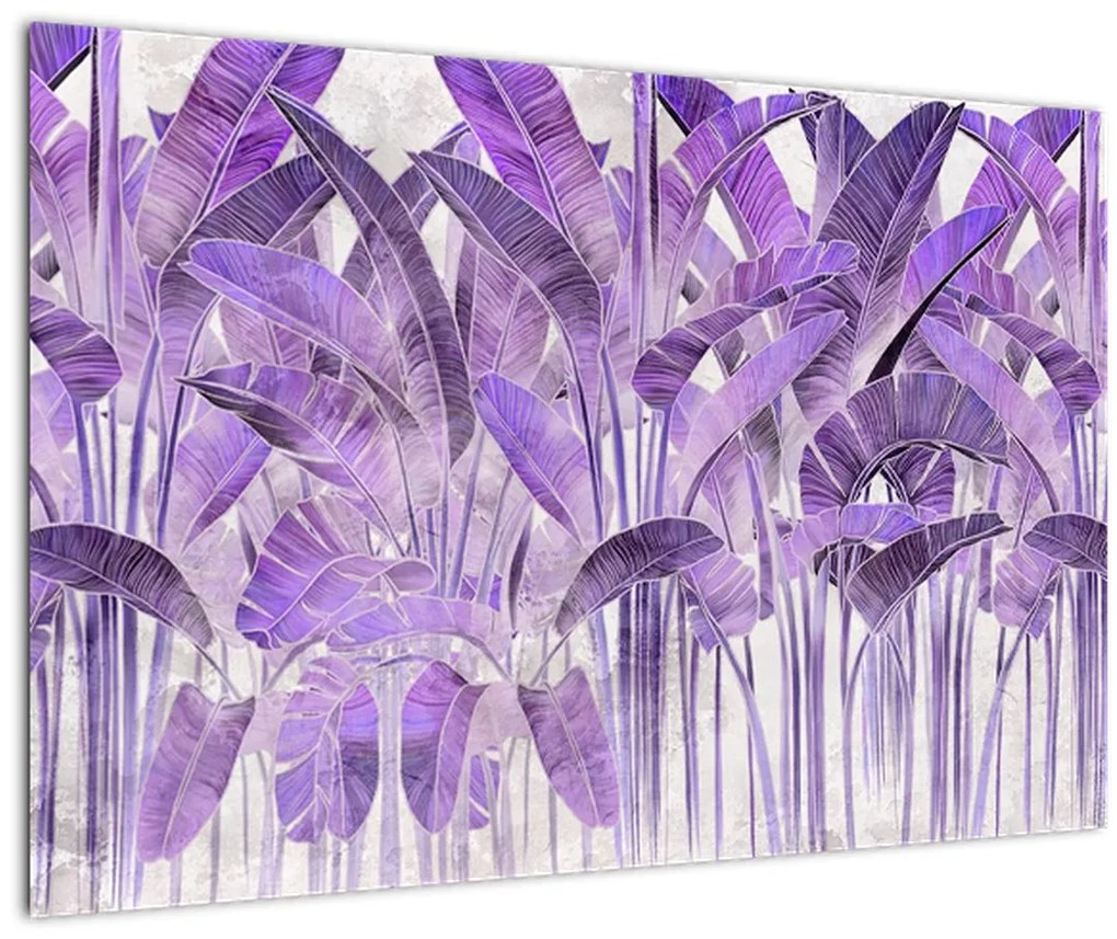 Tablou - Frunze violet în tencuială (90x60 cm)