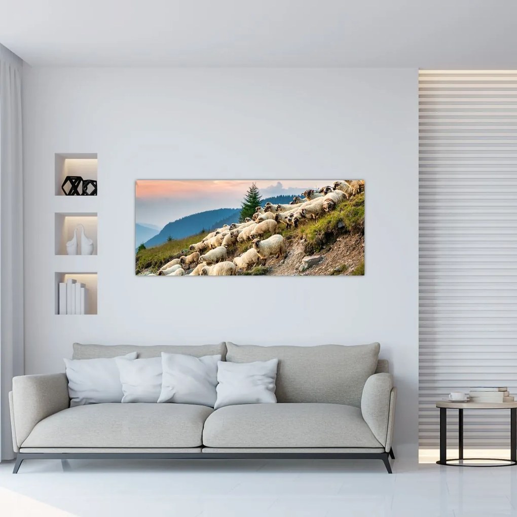 Tablou - O turmă de oi (120x50 cm)