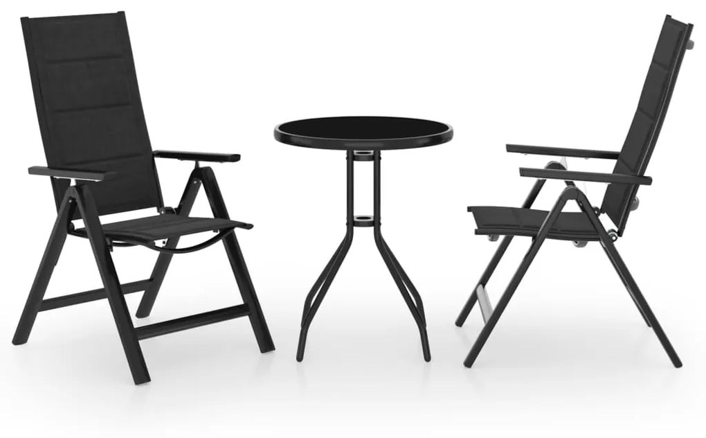 3070655 vidaXL Set mobilier bistro, 3 piese, negru și antracit