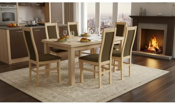 Scaun de masă ZOE, stejar/maro închis