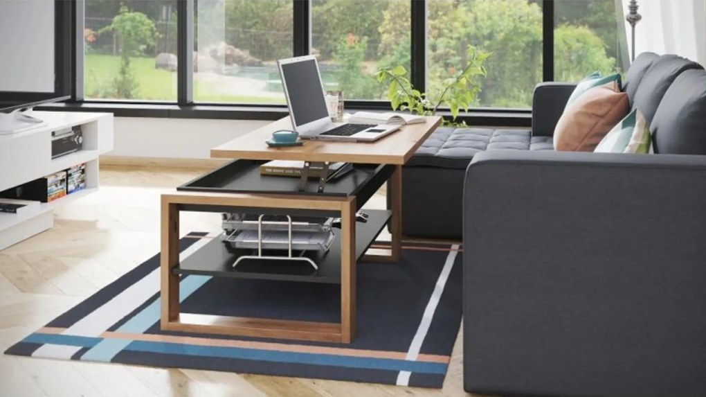 Masuta de cafea extensibila in decor stejar artisan PORTI 100x65 cm