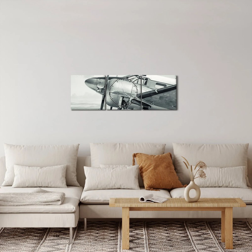 Tablou - Avion (cu ceas) (90x30 cm)