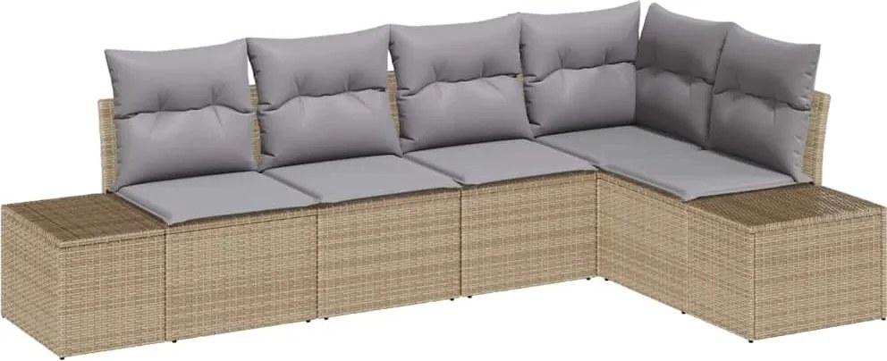 vidaXL Set de canapele pentru grădină 5 pcs Bej poliratan