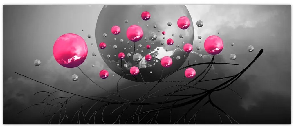 Tabloul cu bile abstracte roz (120x50 cm)