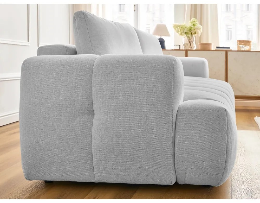 Canapea gri deschis extensibilă/cu spațiu de depozitare 251 cm Fuji – Bobochic Paris