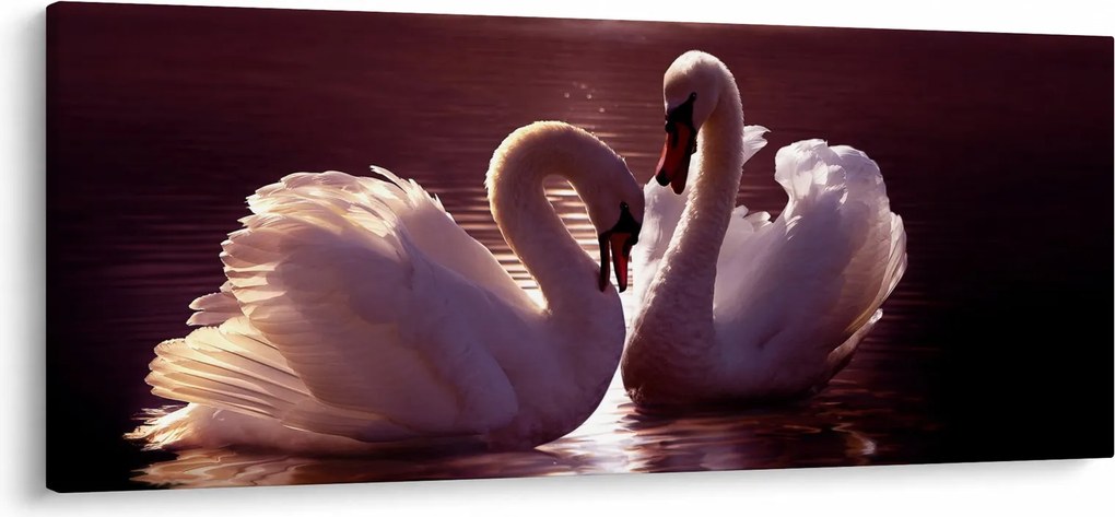 Tablou - Lebede pe lac (120x50 cm)