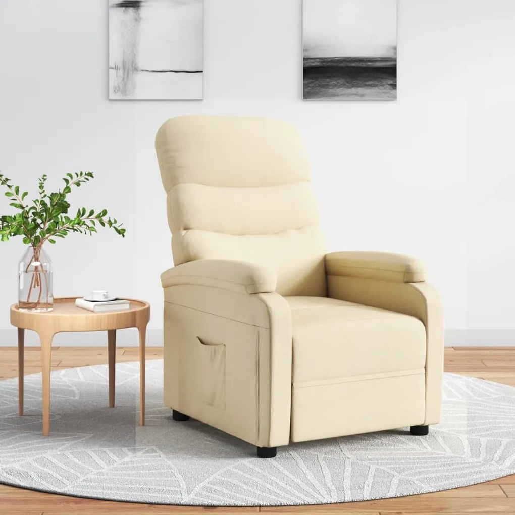vidaXL Fotoliu rabatabil, crem, material textil