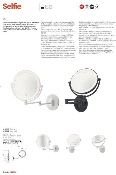 Oglindă LED cosmetică dimabilă Redo 01-3087 SELFIE LED/7W/230V 3000/4000/6000K alb