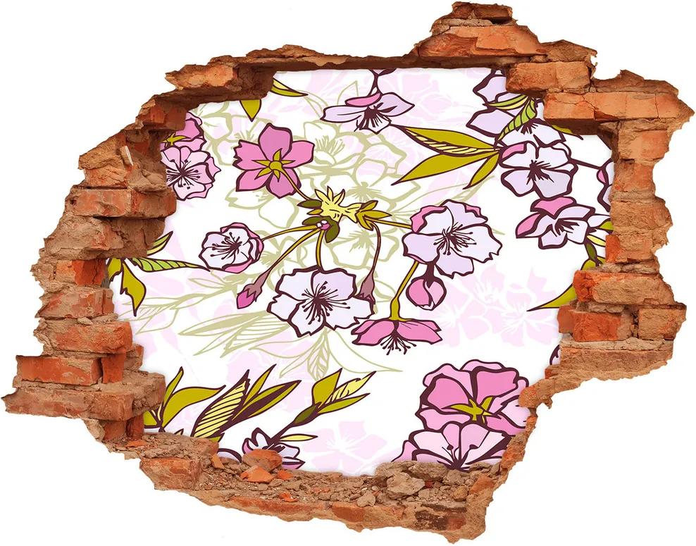 Autocolant un zid spart cu priveliște Flori de cireș