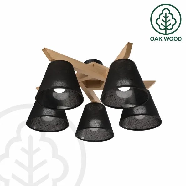 Lustră aplicată Brilagi ANTHONY 5xE14/40W/230V stejar/negru