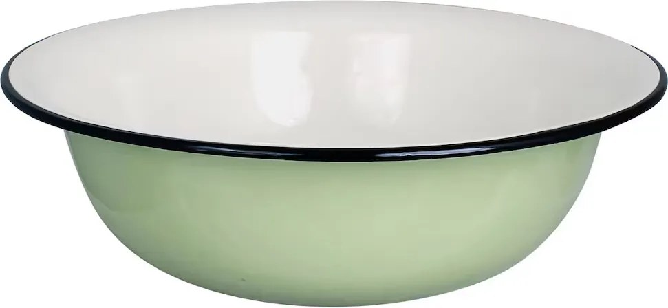 Bol decorativ vintage din oțel emailat, verde „Emil’s 9L”