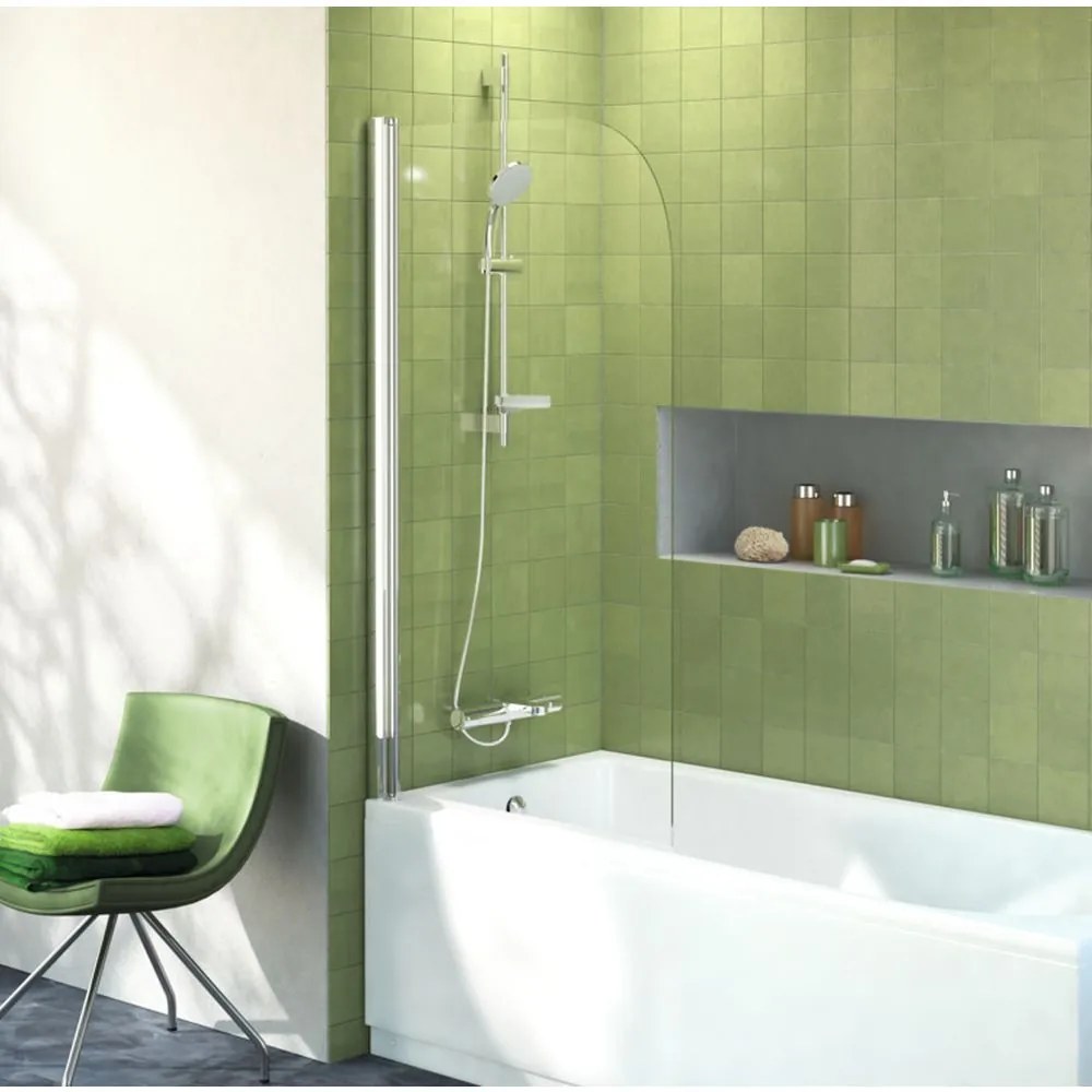Paravan cada, 80x140 cm, silver bright   sticla transparenta