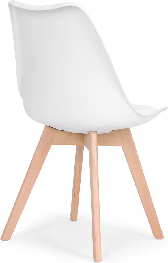 Set de 4 scaune de masă cu pernă din piele ecologică albă