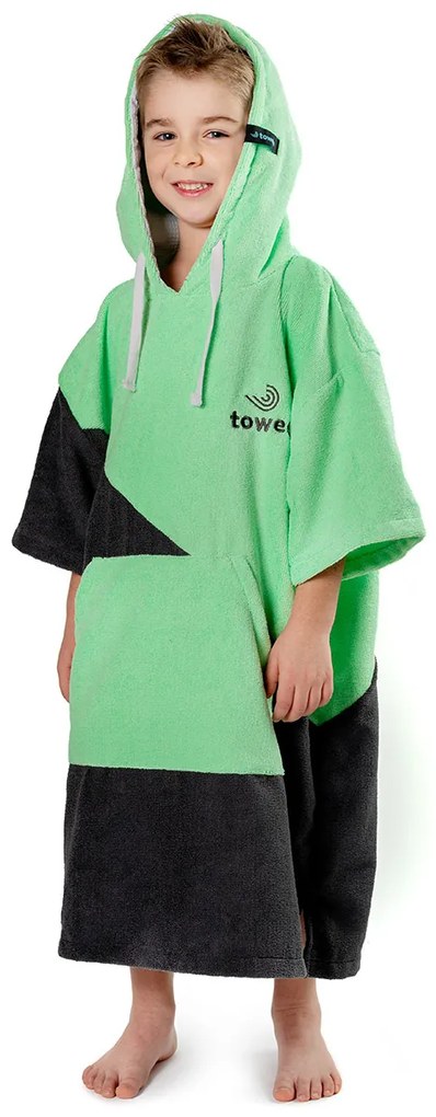 Towee Poncho copii surf Double, verde, 60 x 80 cm