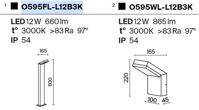 Aplica LED de perete exterior design modern IP54 Paso negru