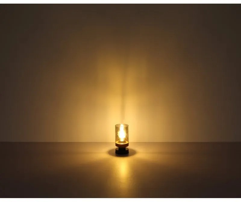 Veioza, lampa de podea design modern FINCA negru mat, maro inchis