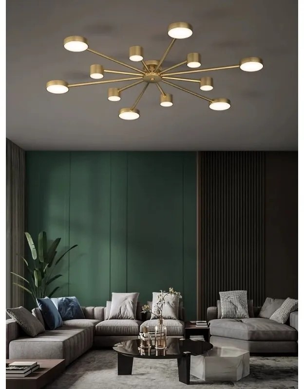 Lustra LED cu Telecomanda, GOLD, Elit's, lumina/rece/calda/neutra intensitate reglabila, 120W