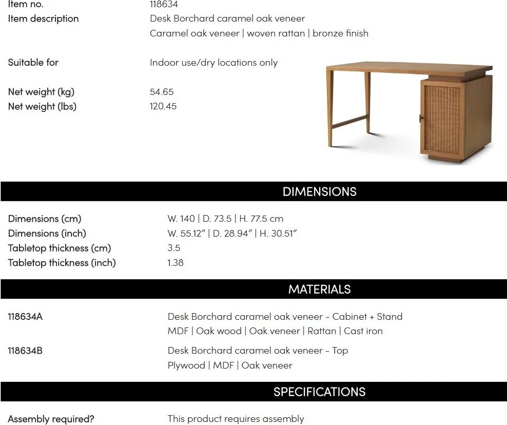 Birou Design LUX, Lemn, Rattan, Borchard