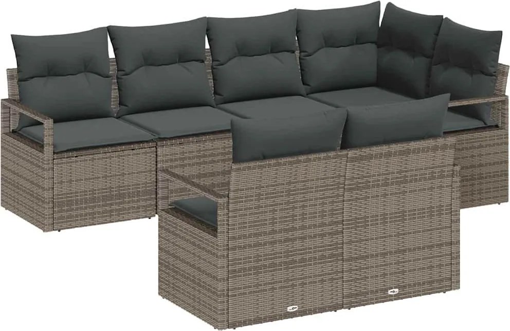 vidaXL Set de canapea 7 pcs Gri poliratan